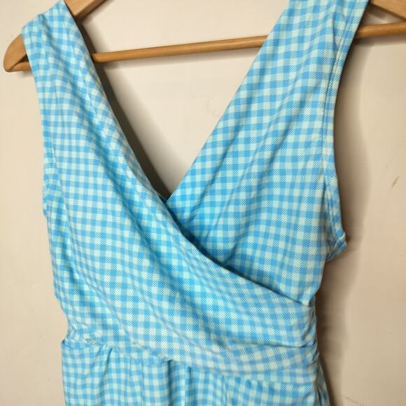 Lands' End Blue Gingham Swim Dress Swimsuit - Picture 5 of 10